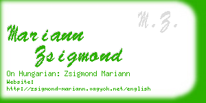 mariann zsigmond business card